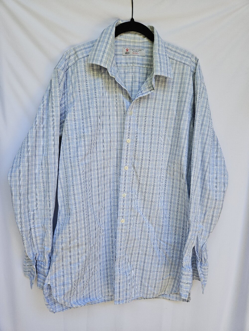 Turnbull & Asser Light Blue Plaid Casual Button-Down Shirt